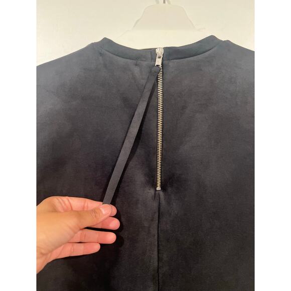 ZARA Minimalist Vegan Suede Black Short Sleeve T Shirt Style  Dress   Medium - Picture 5 of 7